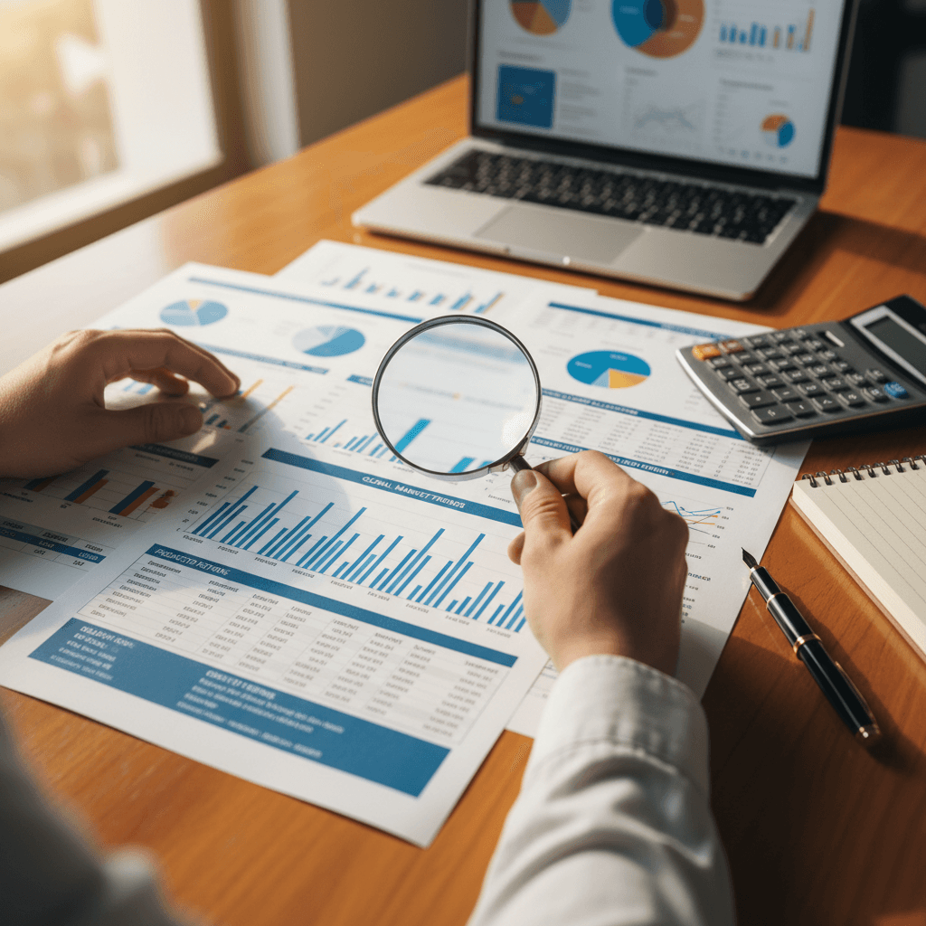 Financial consultant reviewing credit reports and documents